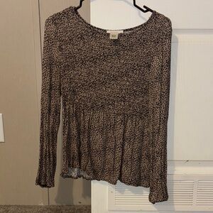 URBAN Romantics Brown and Cream Smocked Blouse